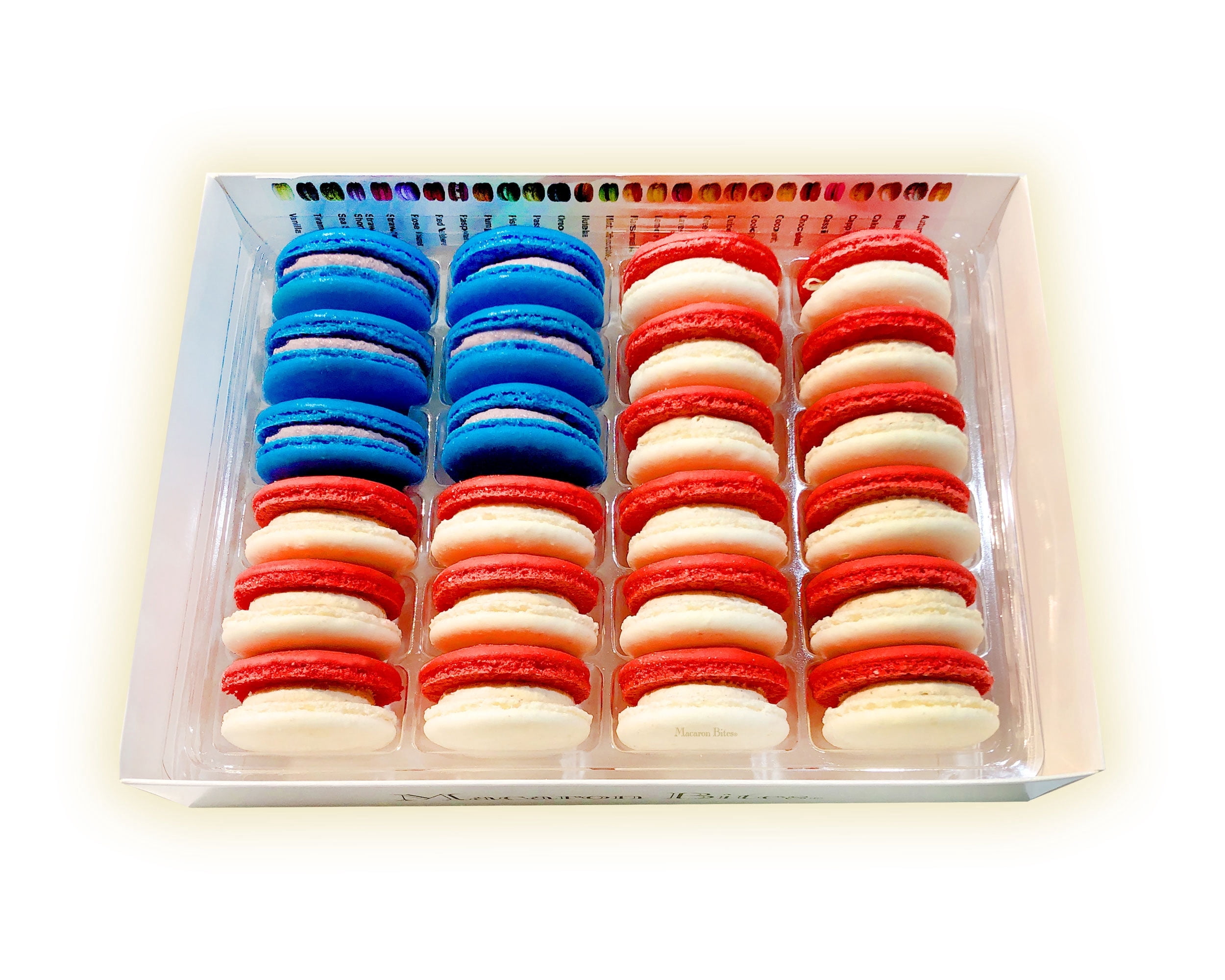 Macaron Bites American Flag French Macaron Cookies Assorted, 24 Pack