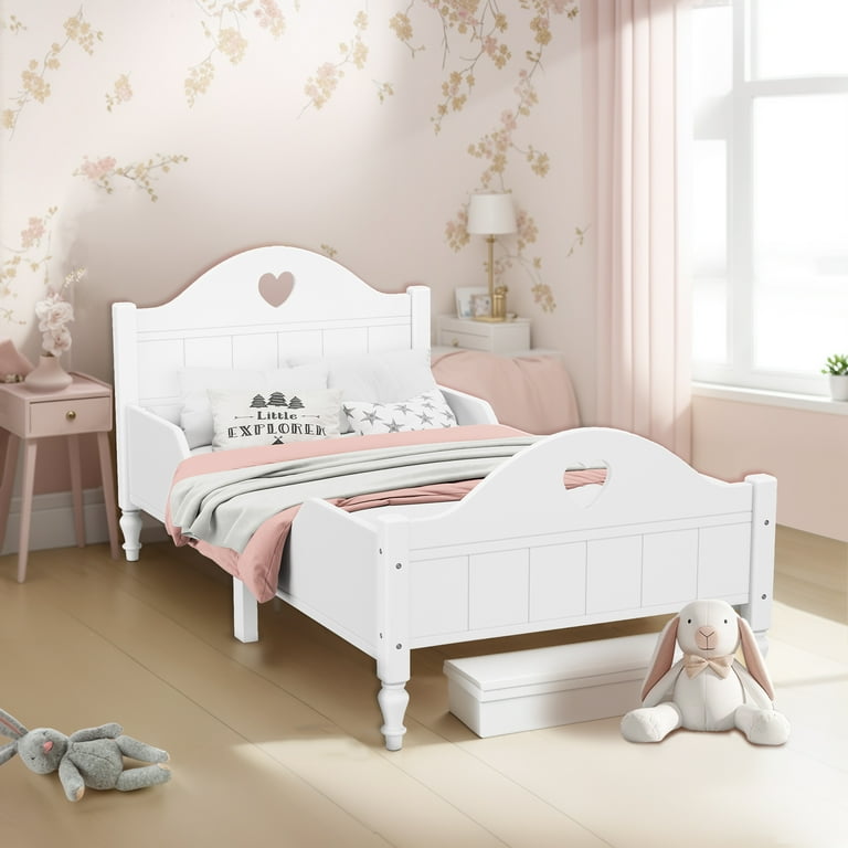 Kids white wooden bed hotsell