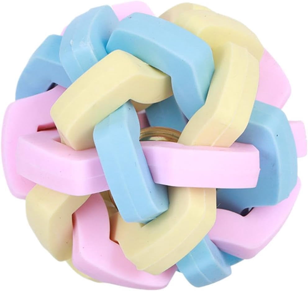 Macaron Woven Rubber Dog Chew Ball Toy, Built‑in Bell Interactive Bite ...