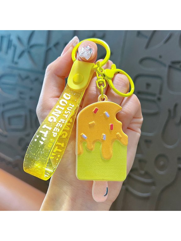 Macaron ice cream summer ice cream keychain couple bag keyring cartoon exquisite original pendant