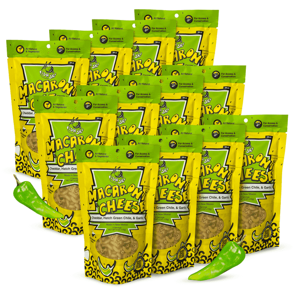 FishSki Provisions Macaroni and Cheese with Hatch Green Chile, Garlic Cheddar Cheese, 12 Pack
