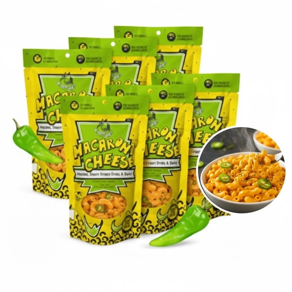 FishSki Provisions Macaroni and Cheese with Hatch Green Chile, Garlic Cheddar Cheese, 6 Pack