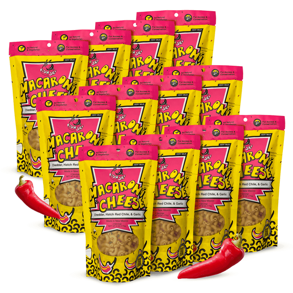 FishSki Provisions Macaroni and Cheese with Hatch Red Chile, Garlic Cheddar Cheese, 6 oz, 12 Packs