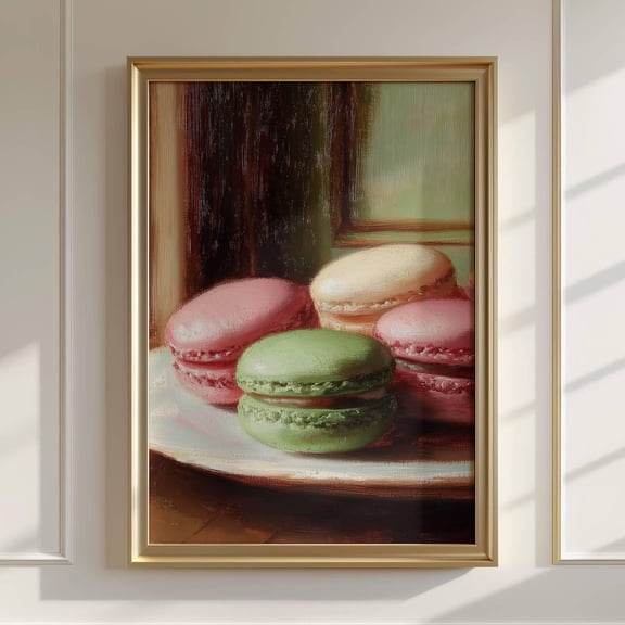 Macarons Art Macaron Cookies Vintage French Kitchen Poster, Unframed Paper Poster 8x10in