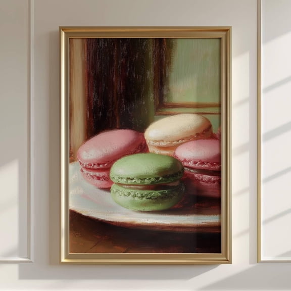 Macarons Art Print Macaron Cookies Art Vintage French Kitchen Poster UNFRAMED Poster, Wall Art for Decor, Present, 8x12