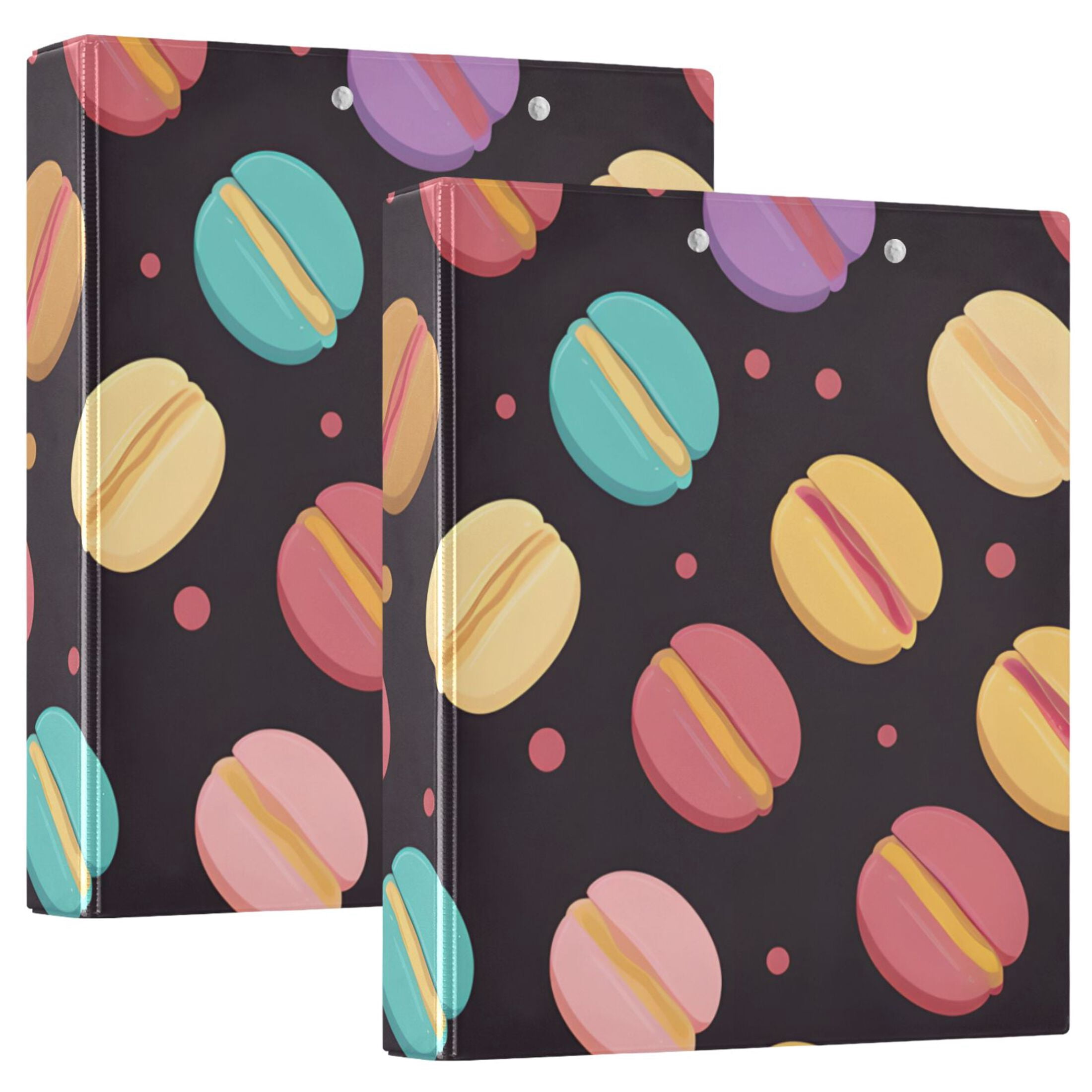 Macarons Black 3 Ring Binders 1.5 inch Hardcover File Folders with ...