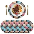 thumbnail image 1 of Macarons Black Round Placemats Plate Mats 15 Inch Non-Slip Heat Resistant Washable PVC Set Indoor for Kitchen Dining Table 4PCs, 1 of 6