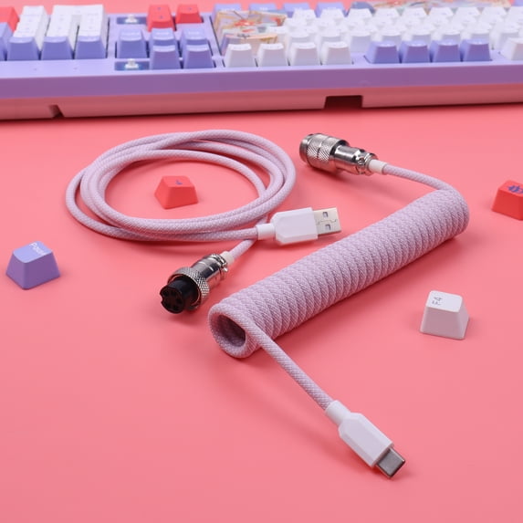 Macarons Color Cable Usb c Keyboard USB aviator Keyboard Cable Converter Ps2 to Usb Coiled Mechanical Keyboard Cable