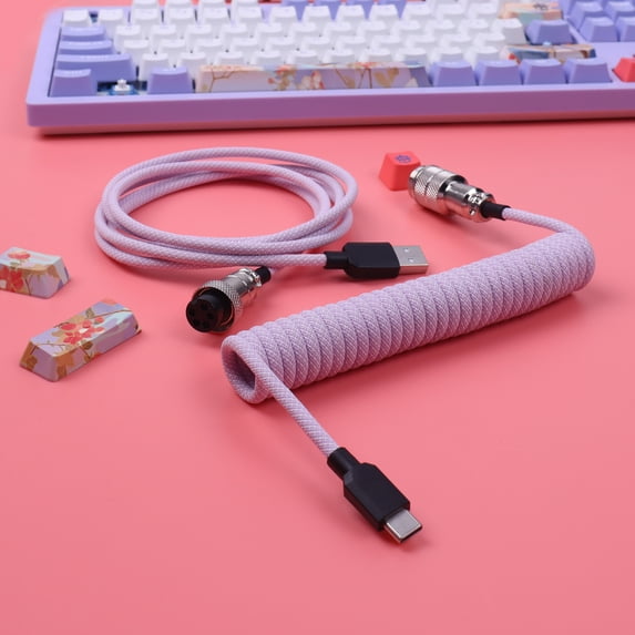Macarons Color Cable Usb c Keyboard USB aviator Keyboard Cable Converter Ps2 to Usb Coiled Mechanical Keyboard Cable