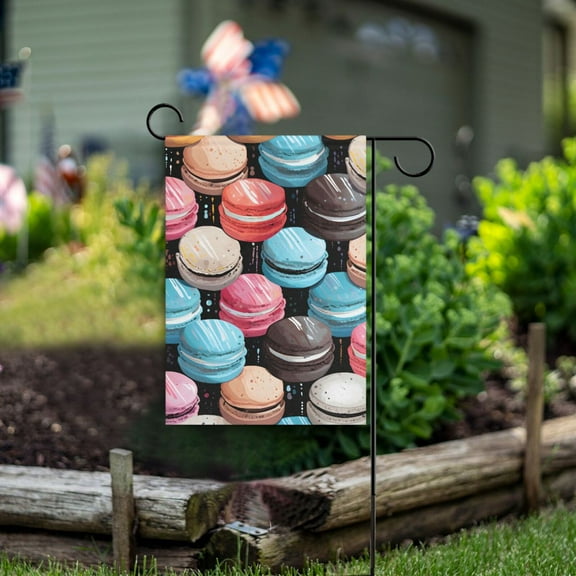 Macarons Garden Flag Double Sided Outdoor Banners for Courtyard Outdoor Lawn Farmhouse Holiday Decorations