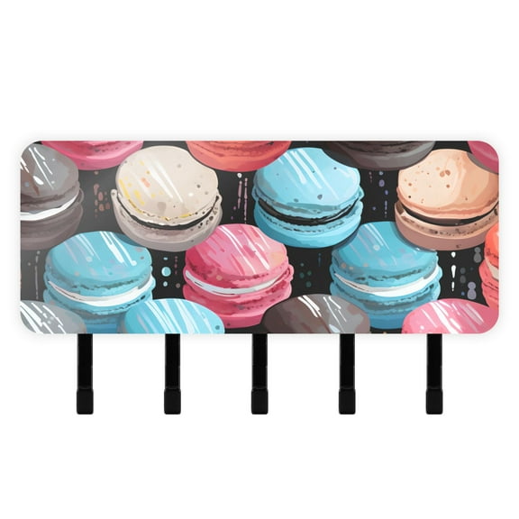 Macarons Mail Holder Organizer Wall Mount with Shelf Key Holder Key Rack with 5 Key Hooks for Wall Decorative