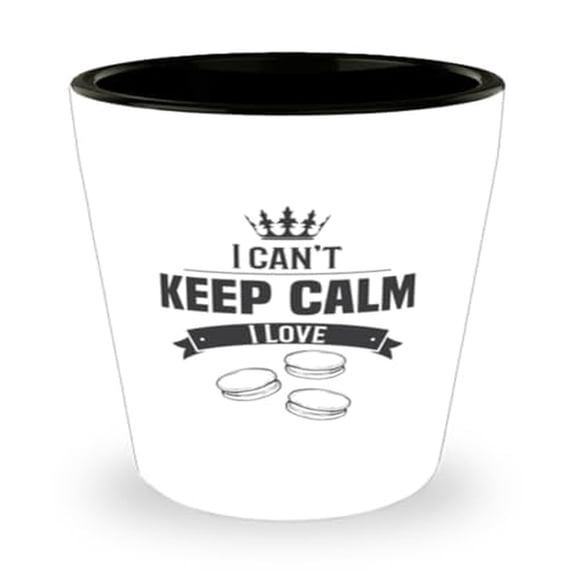 Macarons Shot Glass, I Cant Keep Calm I Love, Dessert Gift, Mini Glassware, 1.5oz Cup