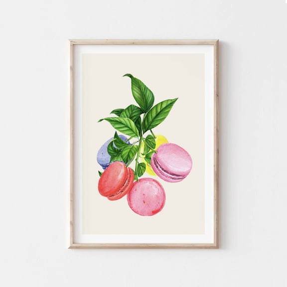 Macarons Wall Art, Macaron Poster, Preppy Kitchen Print, Retro Kitchen Wall Art