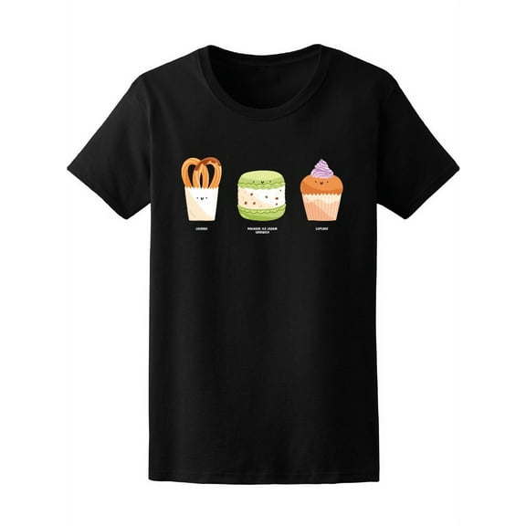 Macarron Food Doodles T-Shirt Women -Image by Shutterstock, Female XX-Large