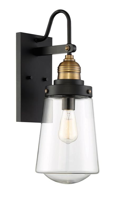 Macauley Vintage Black and Warm Brass Outdoor Wall Sconce