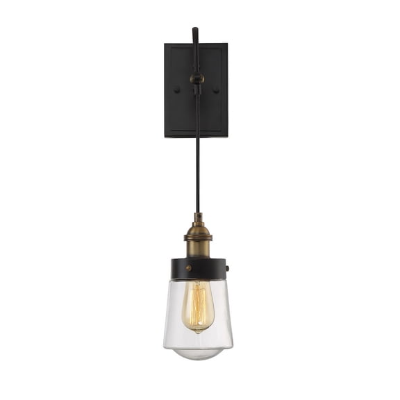 Macauley 1-Light Wall Sconce in Vintage Black with Warm Brass