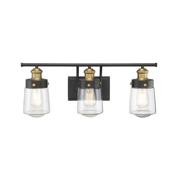 Macauley 3-Light Bathroom Vanity Light in Vintage Black with Warm Brass