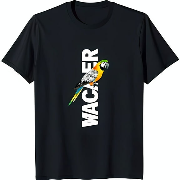 Macaw Lover's Black T-Shirt with Stunning Colorful Macaw Design for Bird Enthusiasts