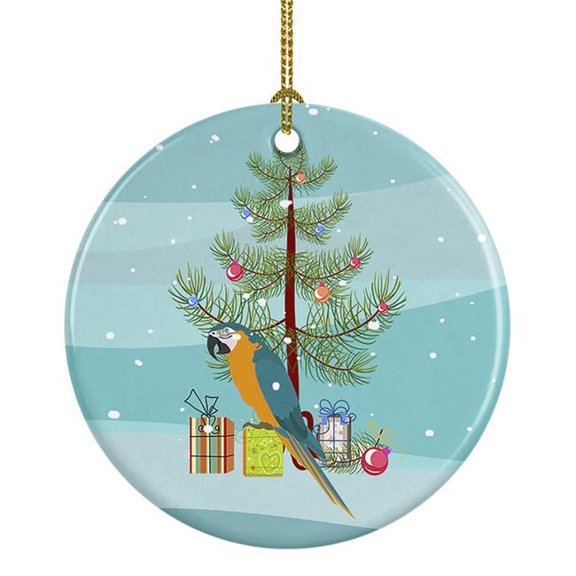 Macaw Merry Christmas Ceramic Ornament 2.8 in x 2.8 in