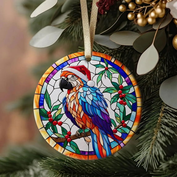 Macaw Ornaments Ceramic For Christmas, Stained Glass Ornaments Ceramic Christmas 2025