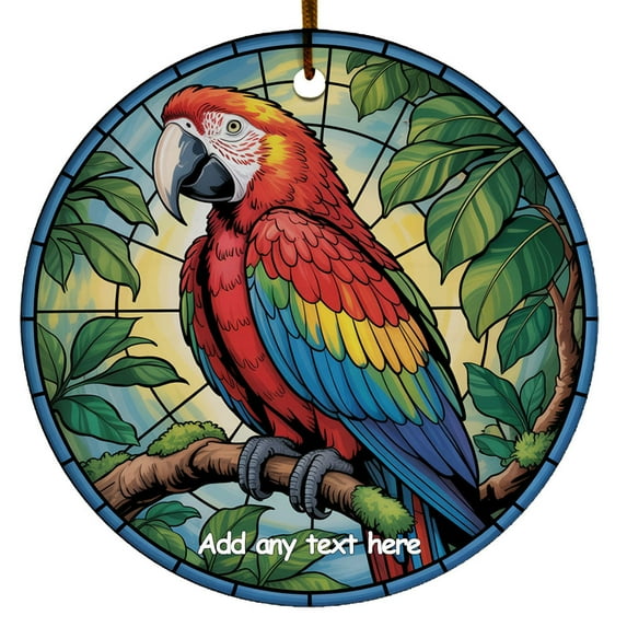 Macaw Parrot Ceramic Ornament – Custom Text Ornament for Boy or Girl Who Loves Macaw Parrot, Christmas 2025 Keepsake, Best Gifts for Pet Lovers