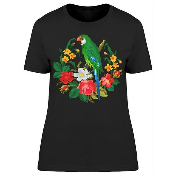 Macaw Parrot Pixel Art T-Shirt Women -Image by Shutterstock, Female Large