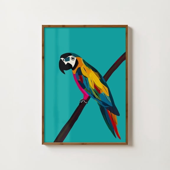 Macaw Parrot Print Colourful Parrot Tropical Bird Prints Parrot Teal Wall Art Tropical Decor Blue Parrot Macaw Home Decor #1148, Unframed Poster Size 8x12