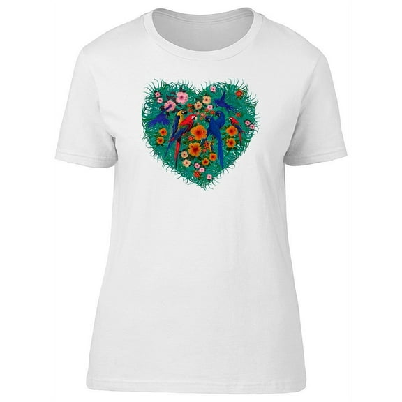 Macaw Parrots In Heart T-Shirt Women -Image by Shutterstock, Female Small