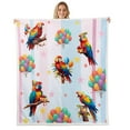 thumbnail image 1 of Macaw Throw Blanket Cute Animal Blanket Rustic Farmstyle Fleece Blanket Lovely Macaw Print Fuzzy Blanket Teen Blue Pink Gradient Sherpa Blanket 30"x40", 1 of 6