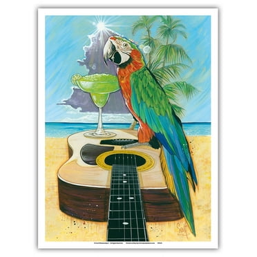 Macaw-garita - Great Green Macaw with Margarita - From an Original Color Painting by Scott Westmoreland - Master Art Print (Unframed) 9in x 12in