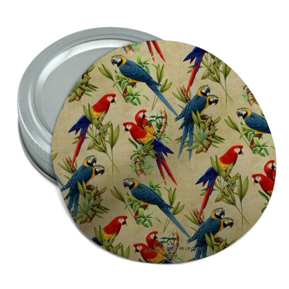Macaws Parrots Jungle Rainforest Pattern Round Rubber Non-Slip Jar Gripper Lid Opener