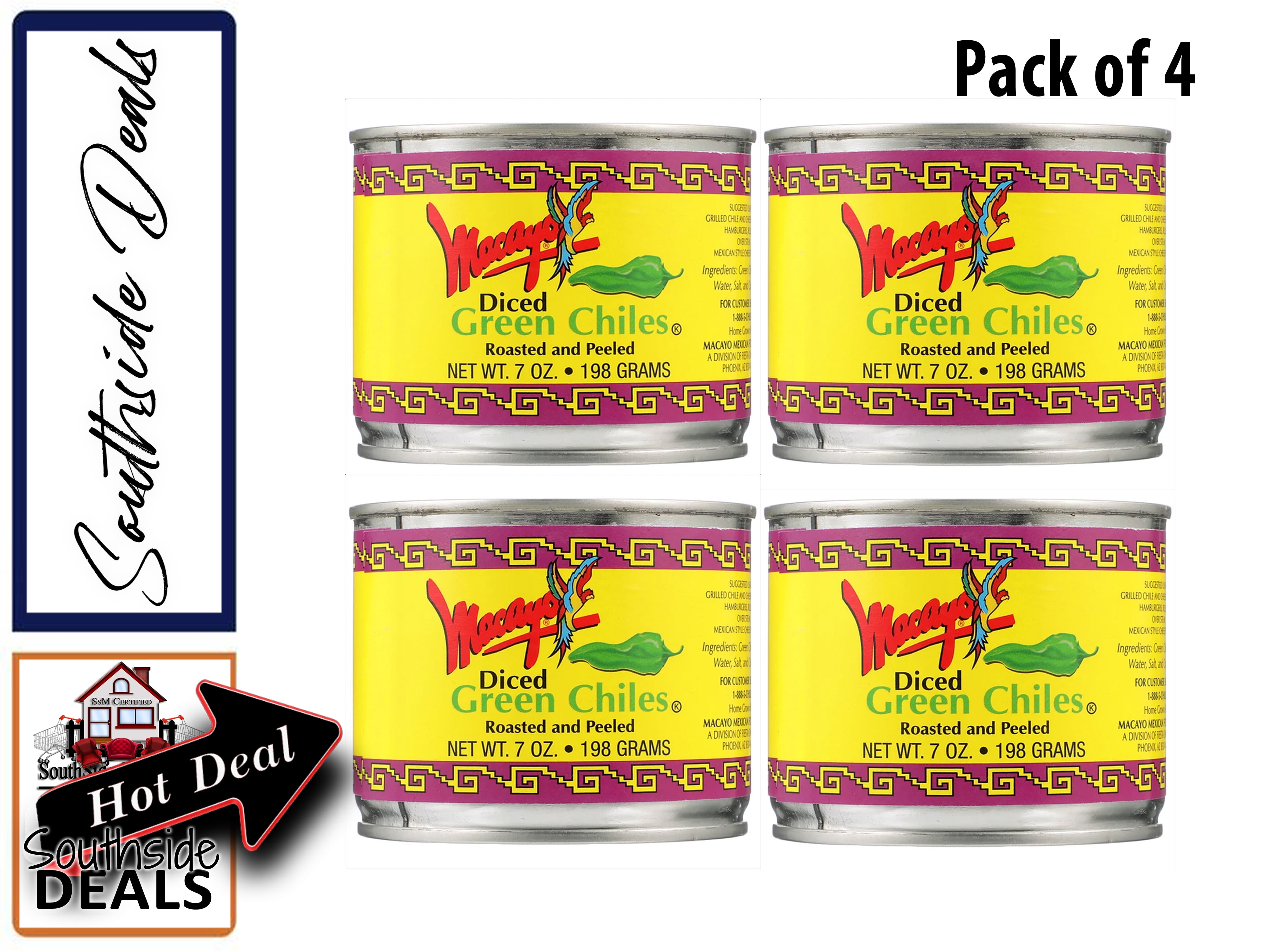 Macayo's Canned Fire Roasted Diced Green Chile, 7 oz (Pack of 4