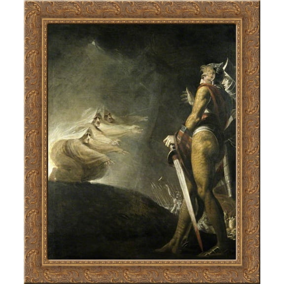 Macbeth, Banquo and the Witches 24x20 Gold Ornate Wood Framed Canvas Art by Henry Fuseli