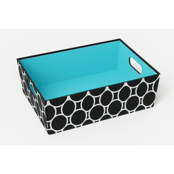 Macbeth Collection Paper Bin, 13" x 10.5" x 4", Black/Blue Pattern