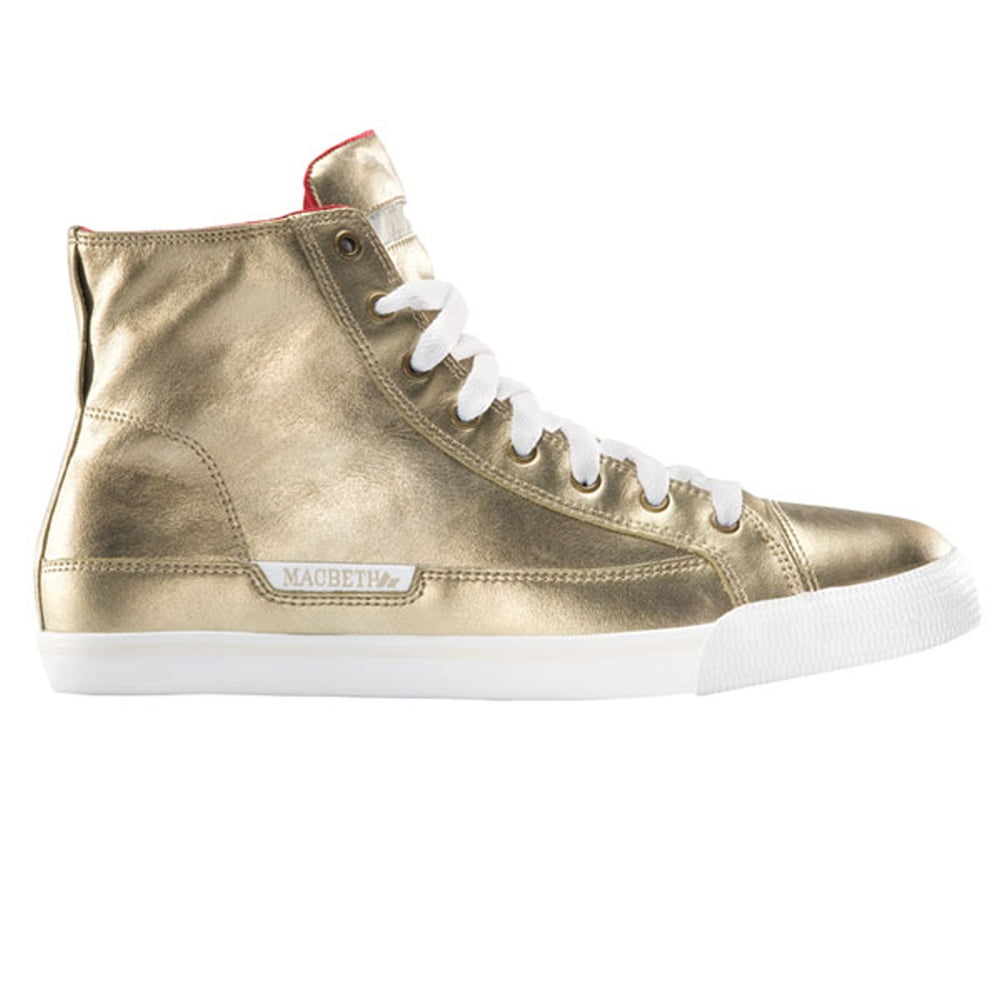 Gold metallic high top sneakers top