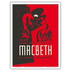 Macbeth by William Shakespeare - The W.P.A. Federal Theatre Negro Unit - Vintage Theater Poster by Anthony Velonis c.1936 - Master Art Print (Unframed) 9in x 12in