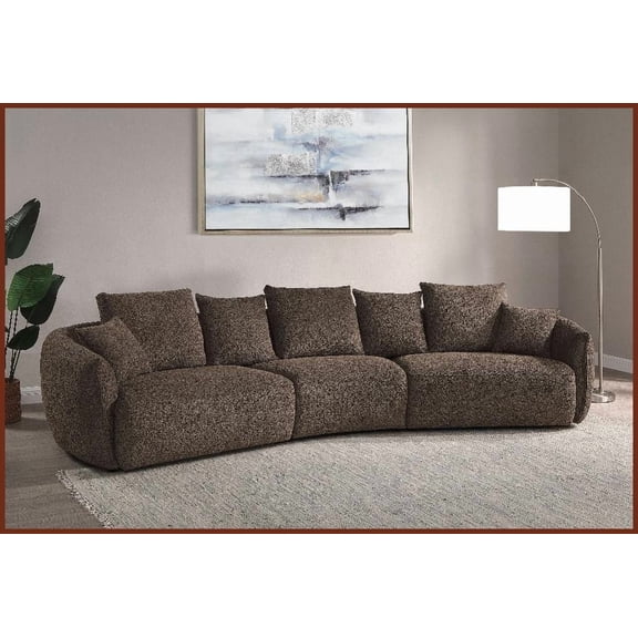 Macca Anthology Boucle Sofa with Pillows Modern Chic Living Room Seating with Durable Tsuga Wood Frame