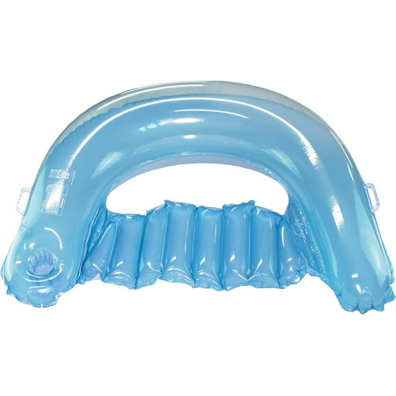 Maccabi Art Chill-Out Chair Heavenly Blue 4ft Inflatable Lounge Pool Float with Backrest, Armrests & Cup Holder DuraSeam Easy Grip Valve AirFlate Tool Adults 14+