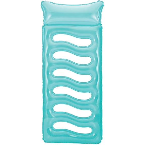 Maccabi Art Cool Sunbather Mat Lagoon Blue 6ft Inflatable Water Lounge with Built-in Pillow and Cooling Windows Easy Grip Valve DuraSeam AirFlate Tool Ages 14+