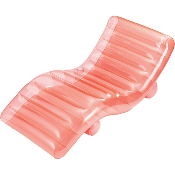 Maccabi Art FunChaiser Inflatable Lounge Chair  5.6ft Blushing Pink Pool Float for Adults  Arched Backrest, Leg Support & Cup Holder
