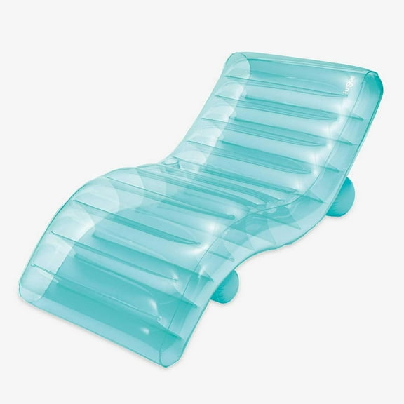 Maccabi Art FunChaiser Inflatable Lounge Chair 5.6ft Lagoon Blue Pool Float for Adults Arched Backrest, Leg Support & Cup Holder