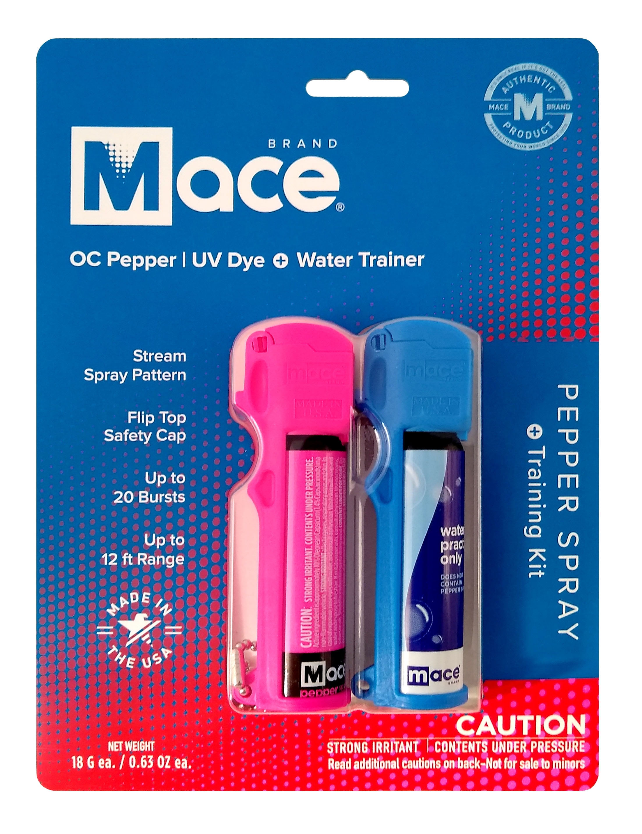 Mace Brand Pepper Spray & Water Trainer 2-Pack Self Defense Training Kit 