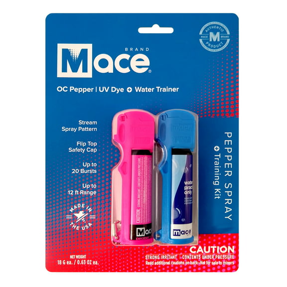 Mace Brand Pepper Spray & Water Trainer 2-Pack Self Defense Training Kit
