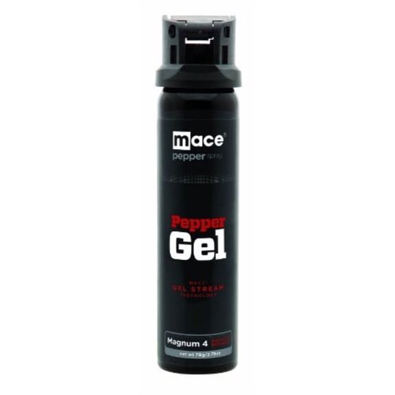 Mace Brand Self Defense Magnum 4, Police Strength Mace Pepper Spray Gel, Wind-Safe Thick Gel Stream Technology and UV Dye, 18' Spray, 79 Grams, 6" x 1.25" (80270)