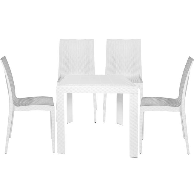 Mace MidCentury Outdoor Dining Set, White 5 Piece