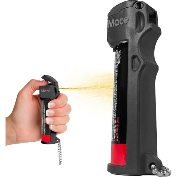 Mace Brand Personal Model Pepper Spray, 0.63 oz, 12 Feet Range, Max Strength 10% OC Formula, Long Lasting UV Dye, Flip Top Safety Cap, Self Defense Pepper Spray for Women & Men - Black