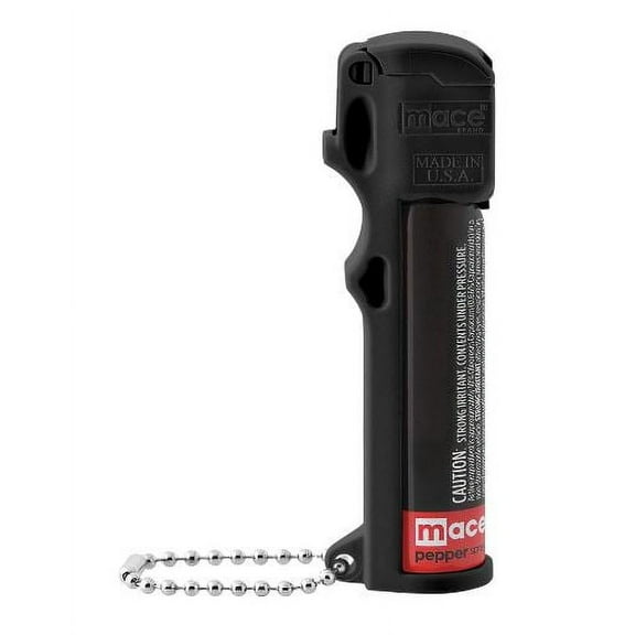 Mace Brand Personal Model Pepper Spray, 0.63 oz, 12 Feet Range, Max Strength 10% OC Formula, Long Lasting UV Dye, Flip Top Safety Cap, Self Defense Pepper Spray for Women & Men - Black