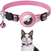 Mace Way Reflective Waterproof Air Tag Pet Collars for Cats and Dogs, Pink Nylon