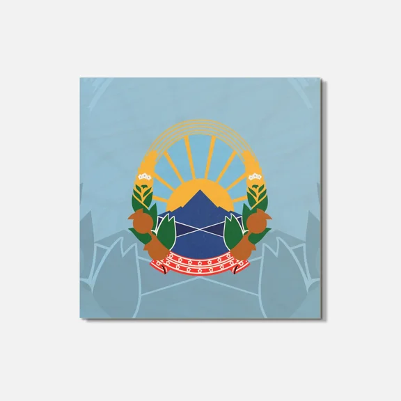 Macedonia Coat Of Arms 4'' X 4'' Square Wooden Coaster