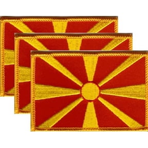 Macedonia Flag Patch, Embroidered Iron On or Sew On, Measures 3.50" x 2.25"